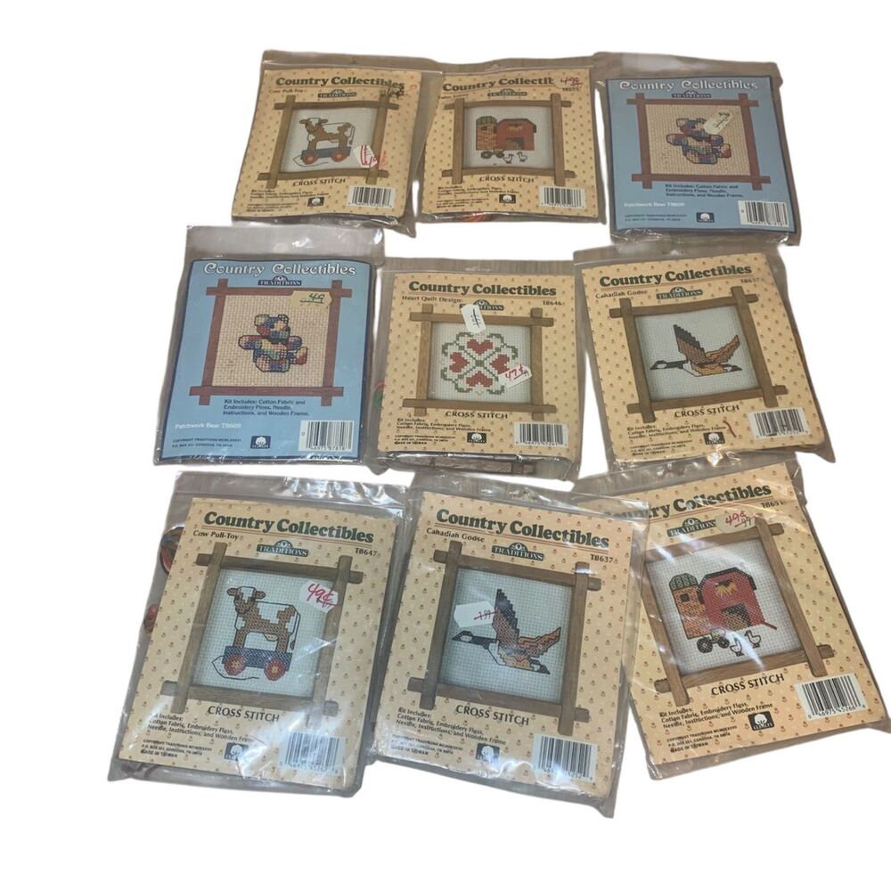 Vintage Country Collectibles Cross Stitch Kits Lot of 9 Country Farmhouse